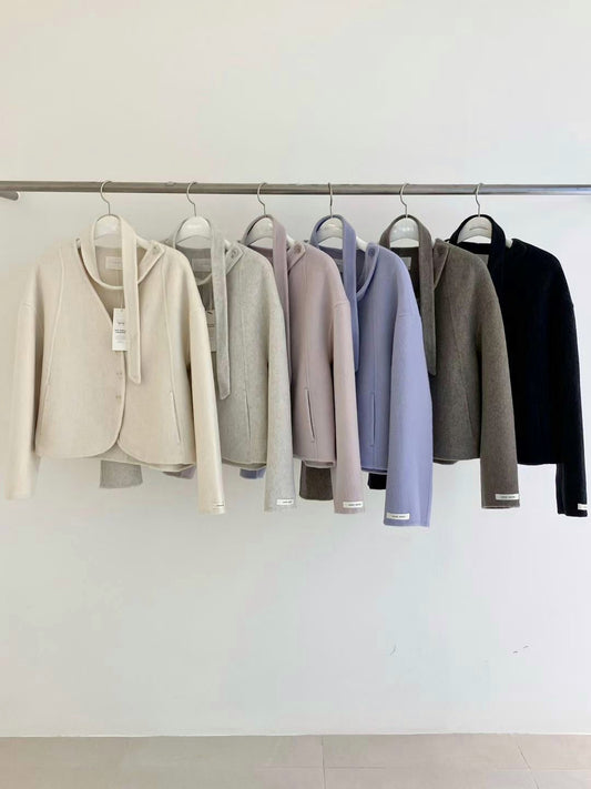 孤形Handmade羊毛外套（連肩帶）