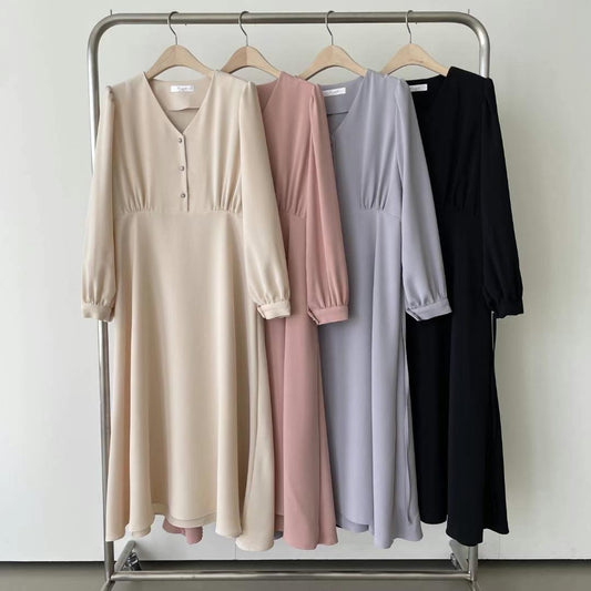 V領垂感連身裙