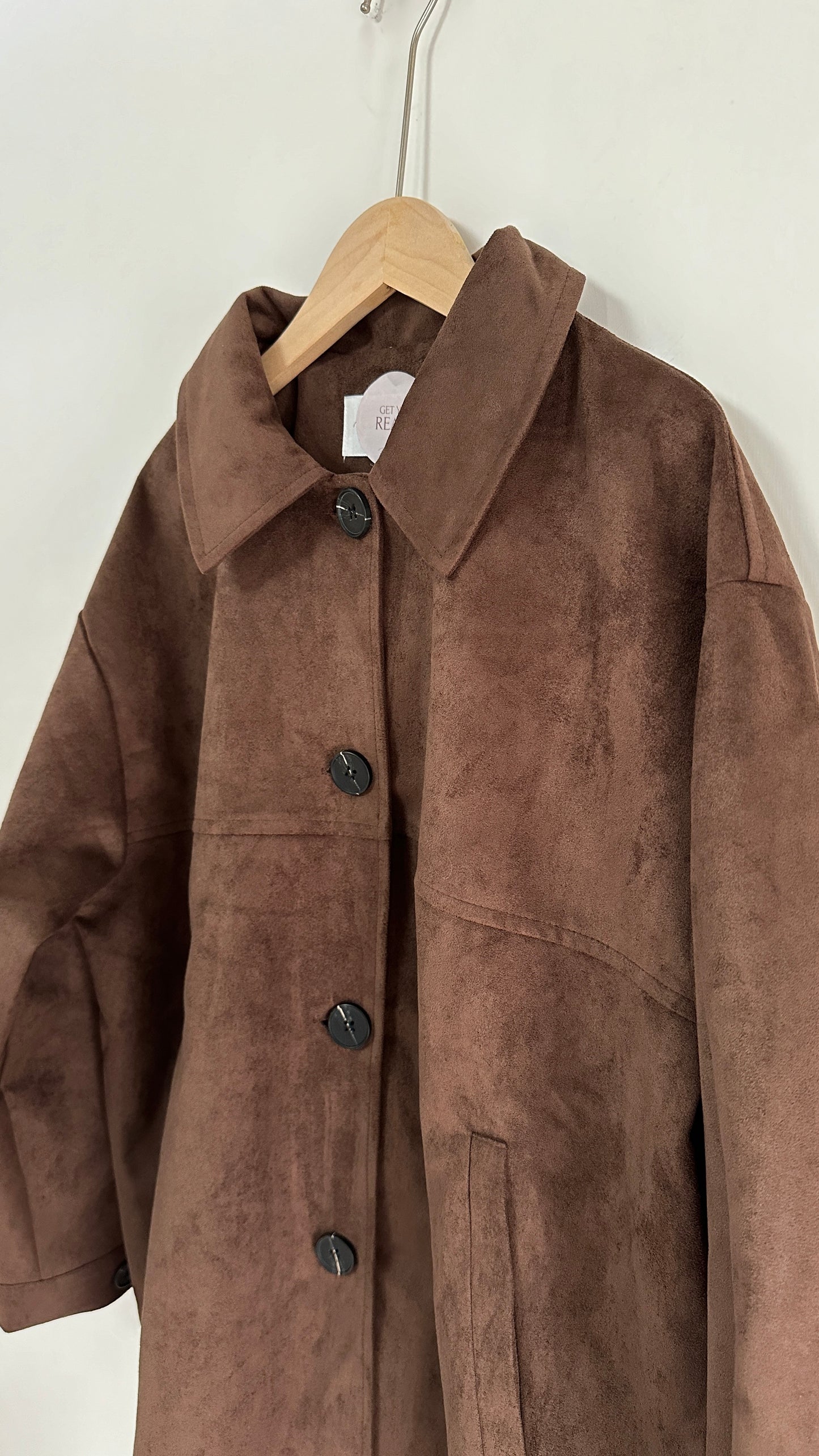 <含羊毛> 麂皮中長外套