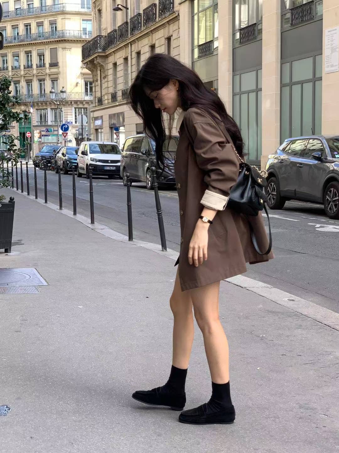 <推推推！> 極美拼色Trench Coat