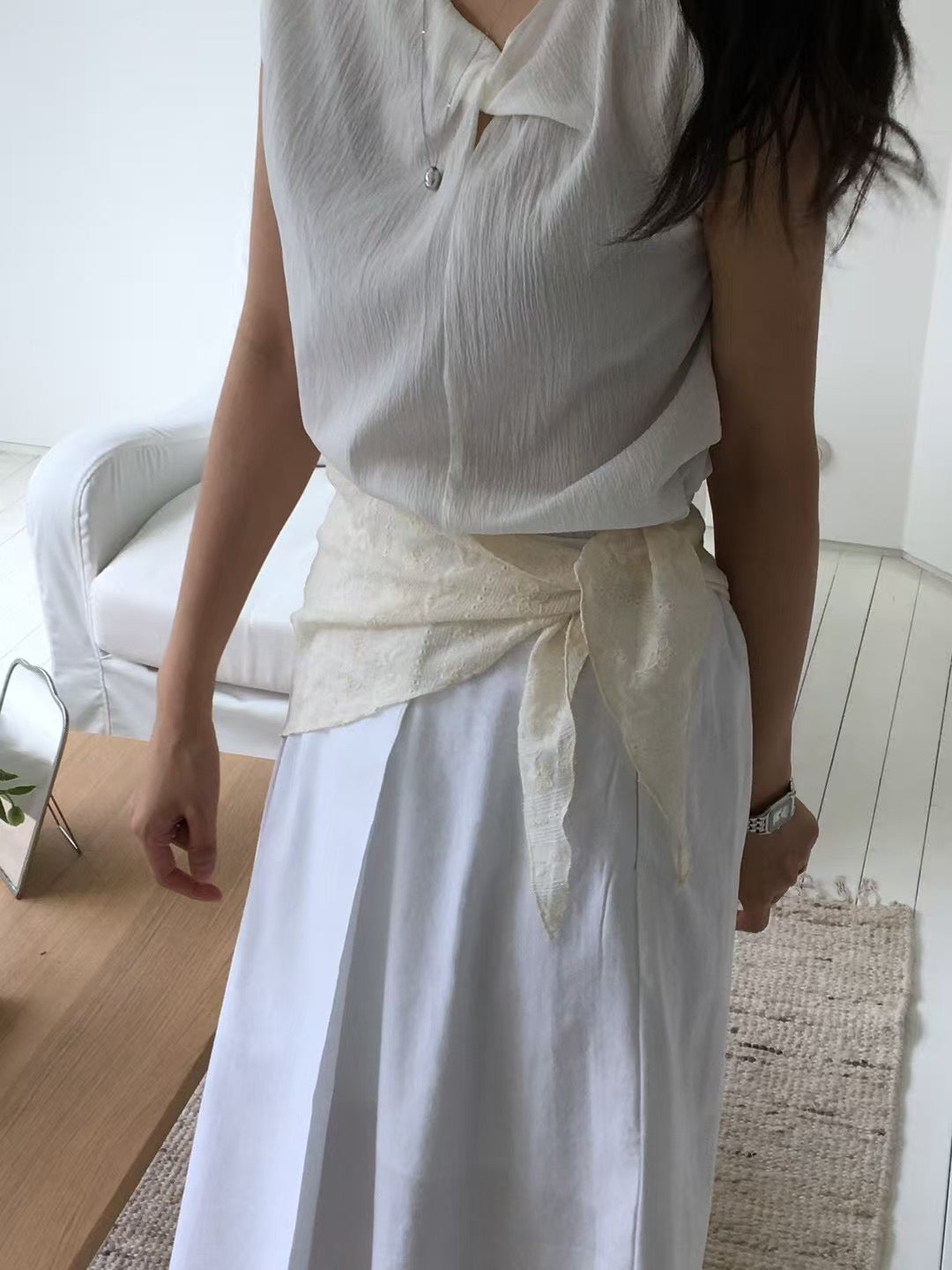 小飛袖扭結上衣