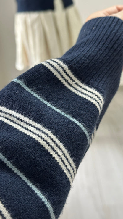 無肩線撞色間條Cardigan