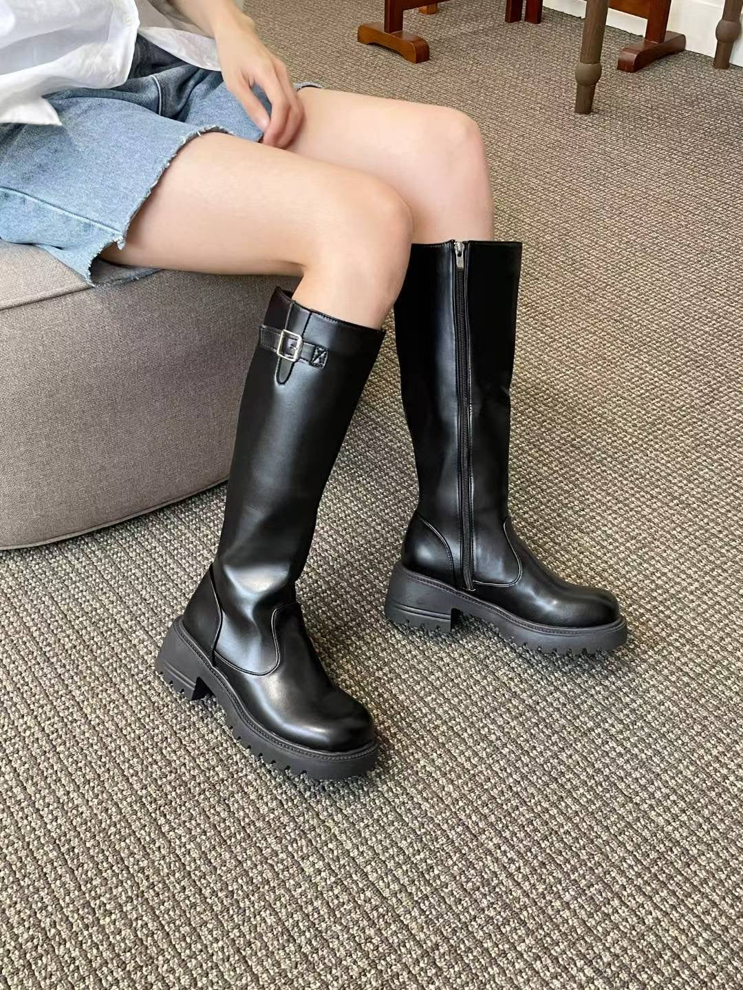 厚底中線長Boot