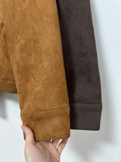 復古鈕扣麂皮外套