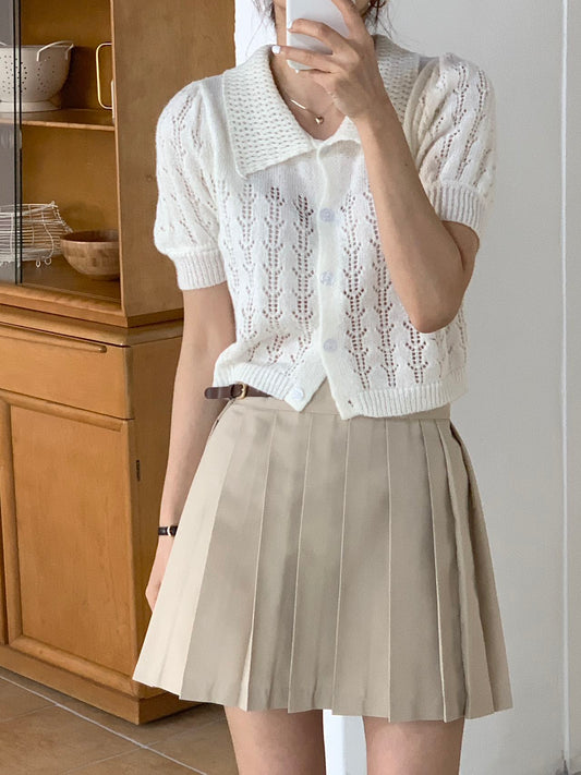 鏤空針織有領上衣