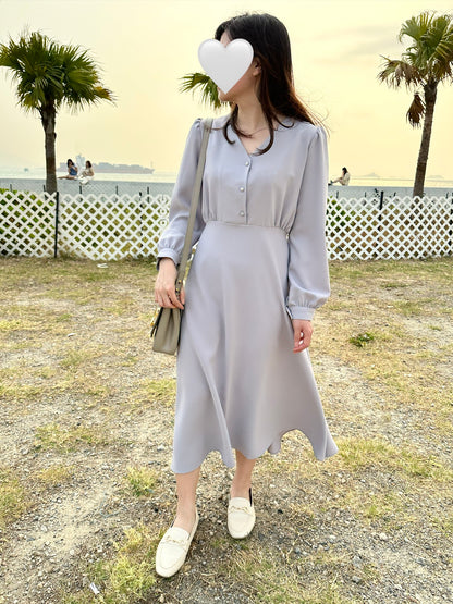 V領垂感連身裙