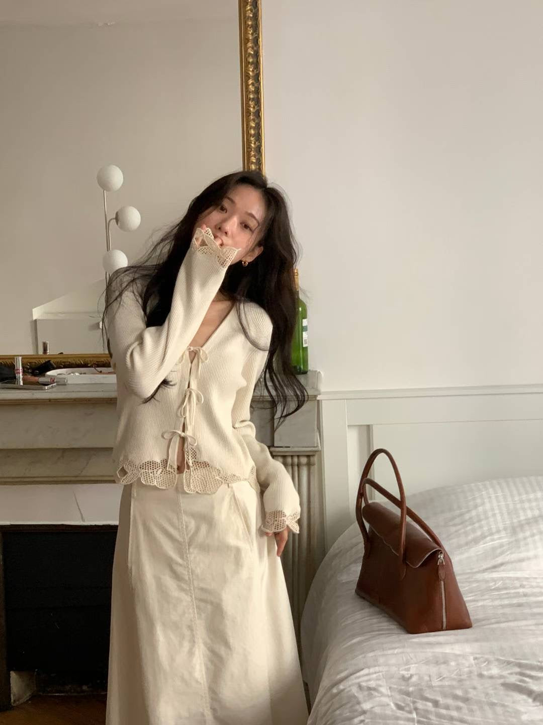 <Premium> 氣質Lace邊Cardigan