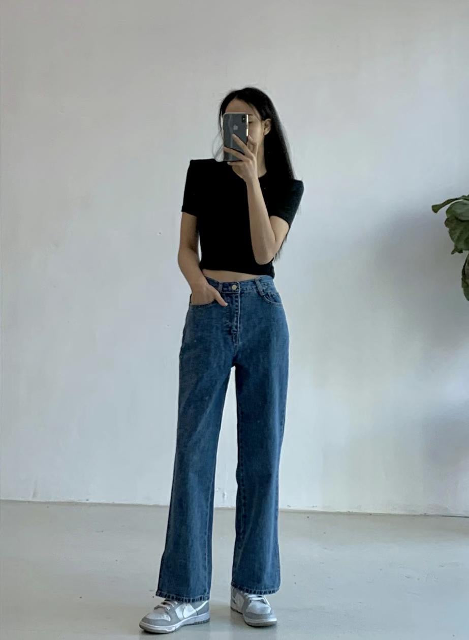 側開叉牛仔闊褲