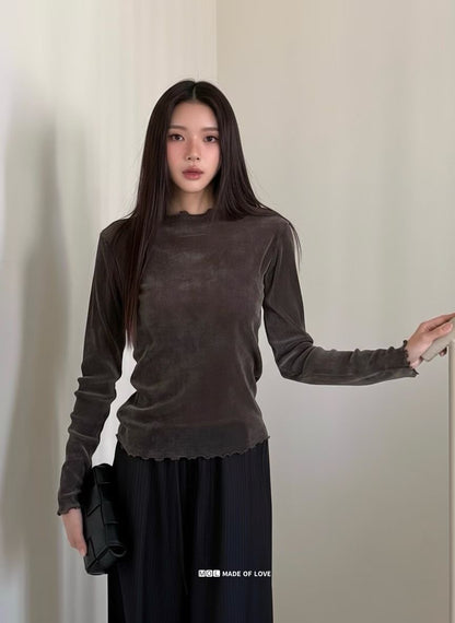 Velvet木耳邊上衣