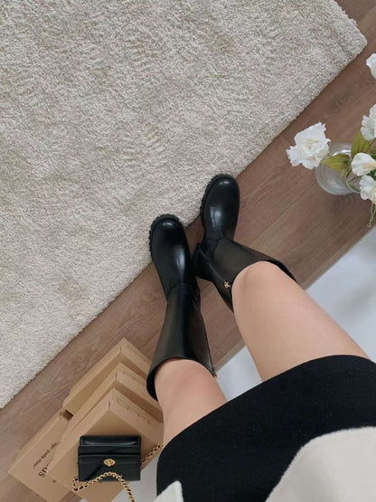 【真皮】後金扣長靴