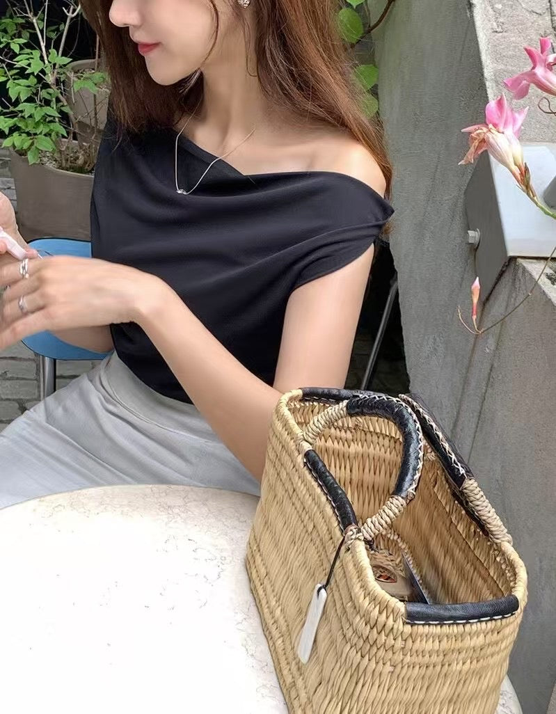 抓皺大領兩著上衣