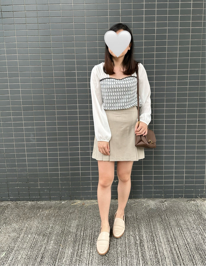 雪紡拼Tweed平領上衣