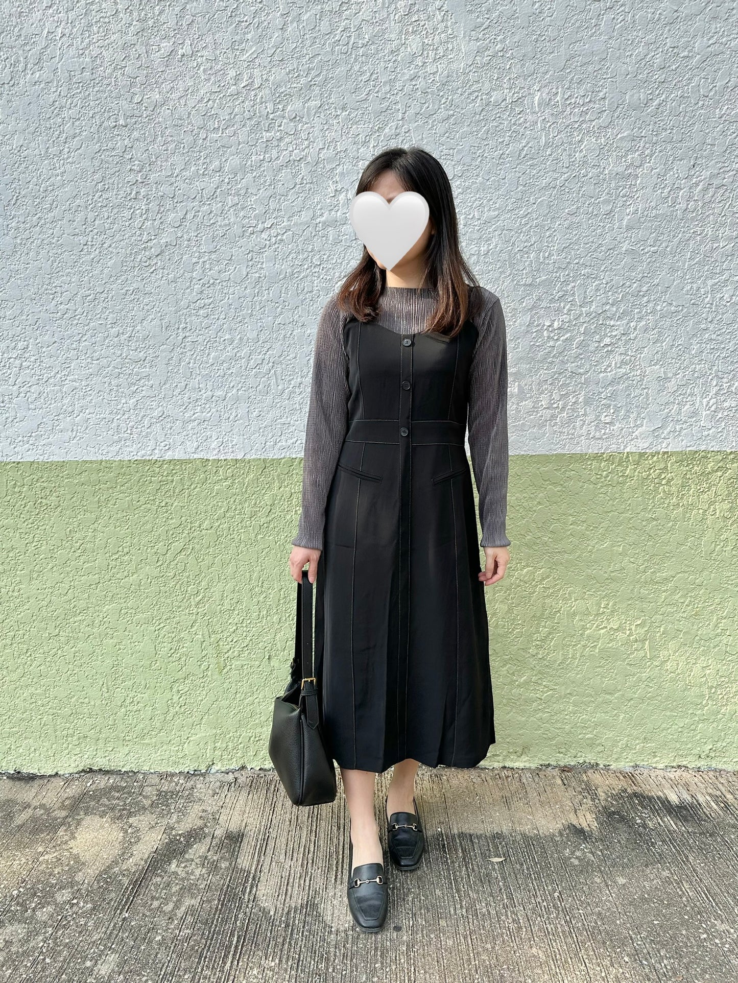 明線吊帶連身裙