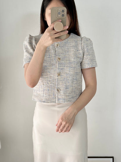 混色金線Tweed Top