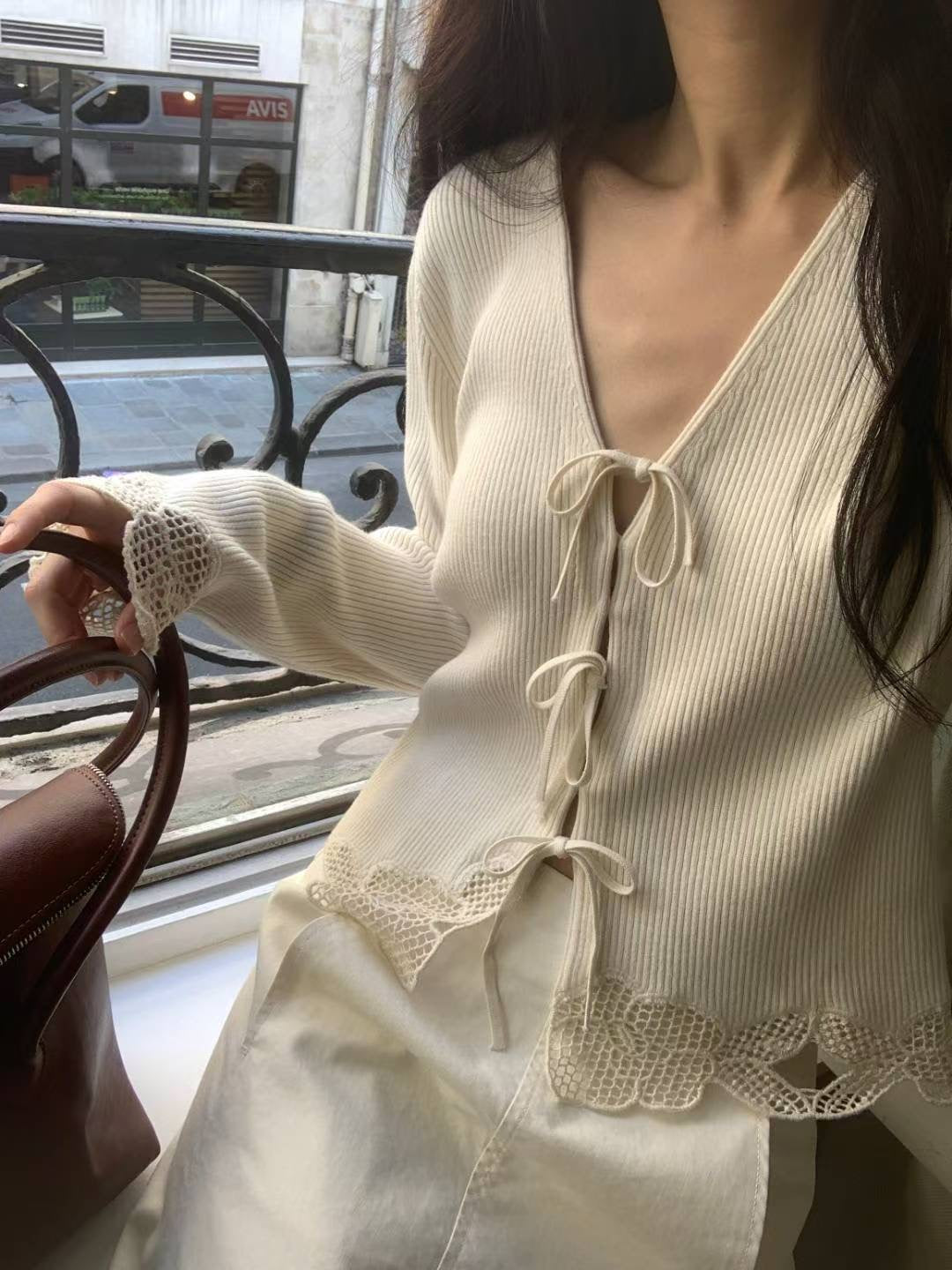 <Premium> 氣質Lace邊Cardigan