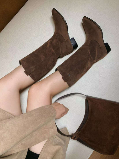 Antique Logo Western Suede Boots