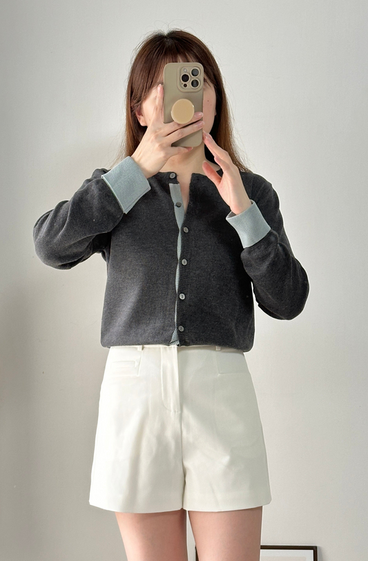拼色薄針織Cardigan
