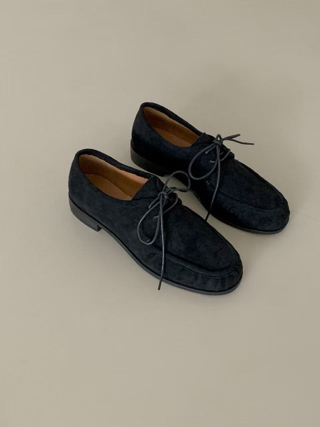 麂皮綁帶皮鞋