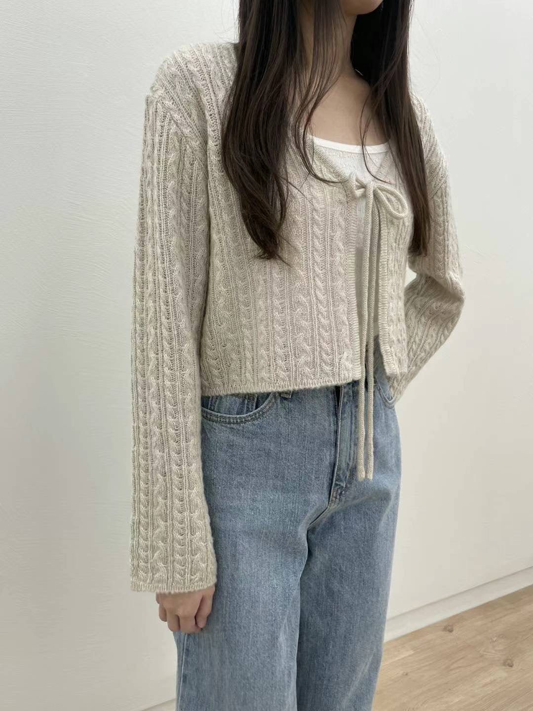 麻花蝴蝶結外套