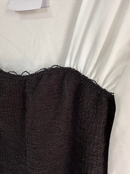 雪紡拼Tweed平領上衣