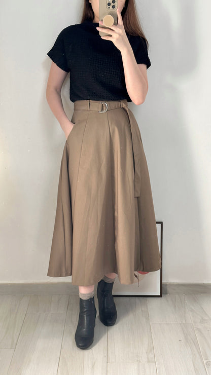 斜口袋腰帶傘裙