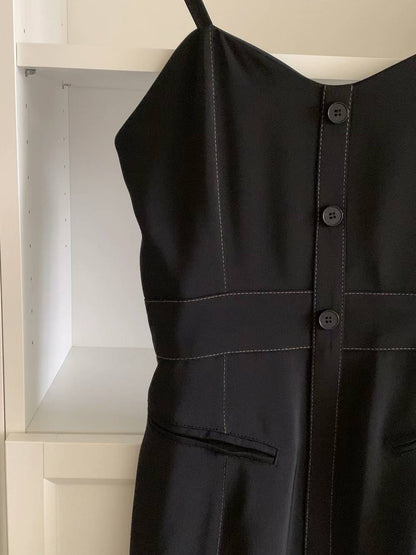 明線吊帶連身裙