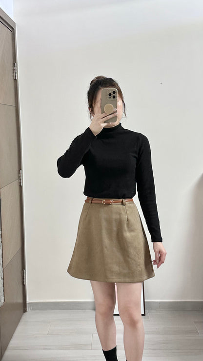 麂皮A Line裙