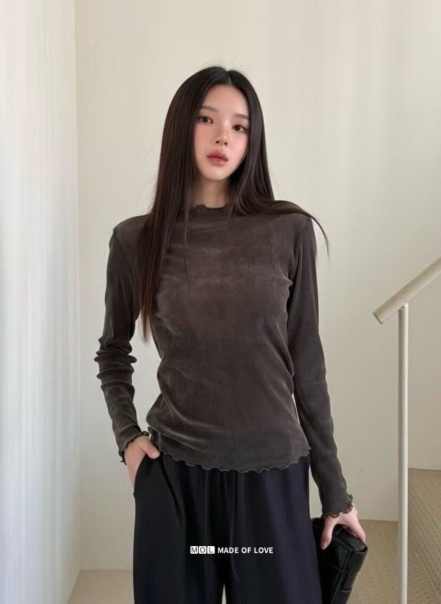 Velvet木耳邊上衣