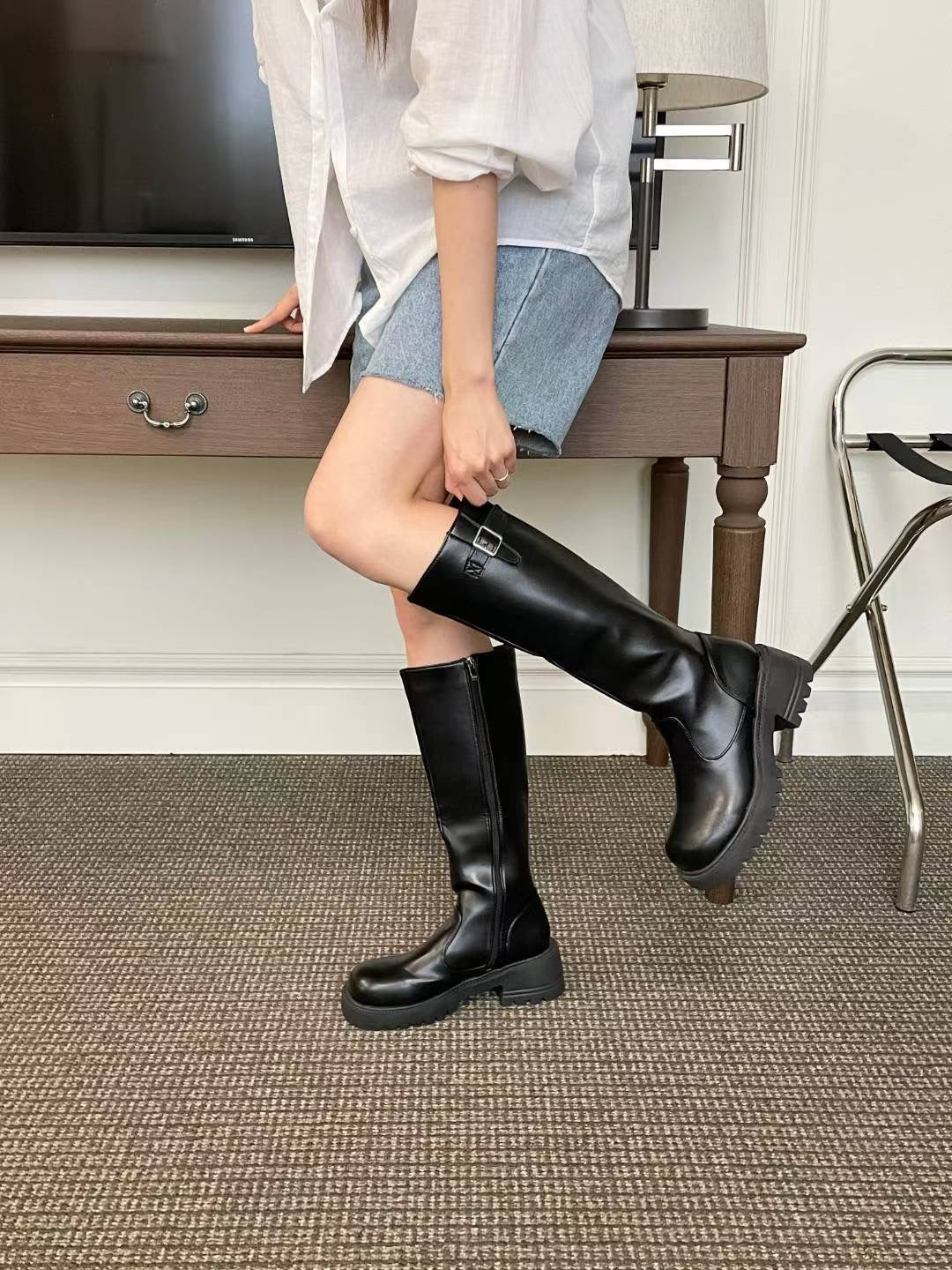 厚底中線長Boot