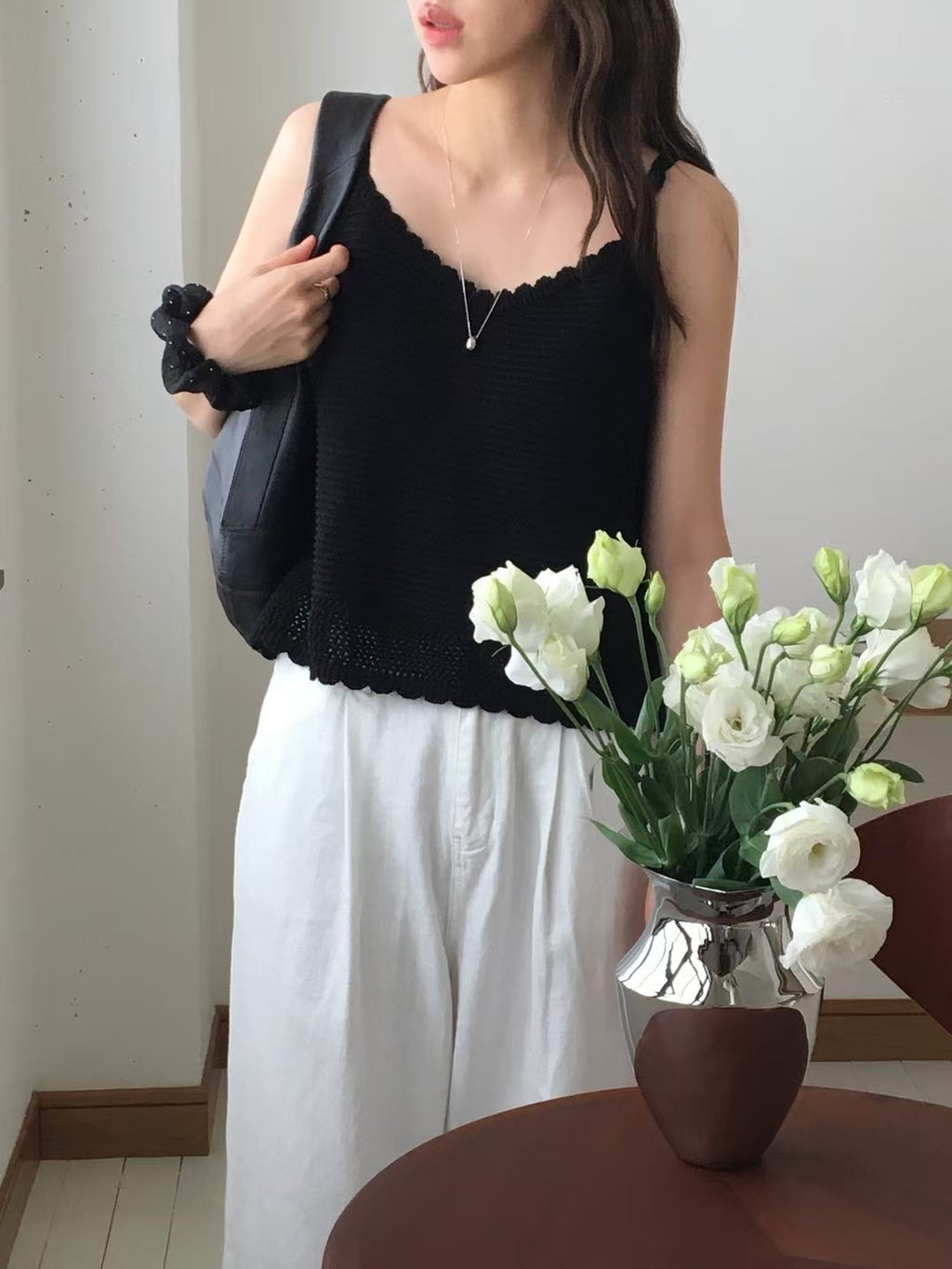 花邊針織背心