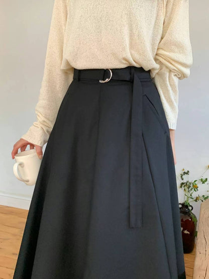 斜口袋腰帶傘裙