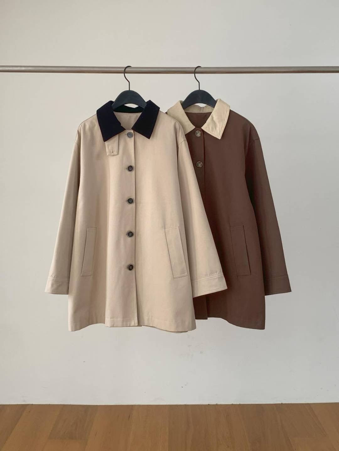<推推推！> 極美拼色Trench Coat