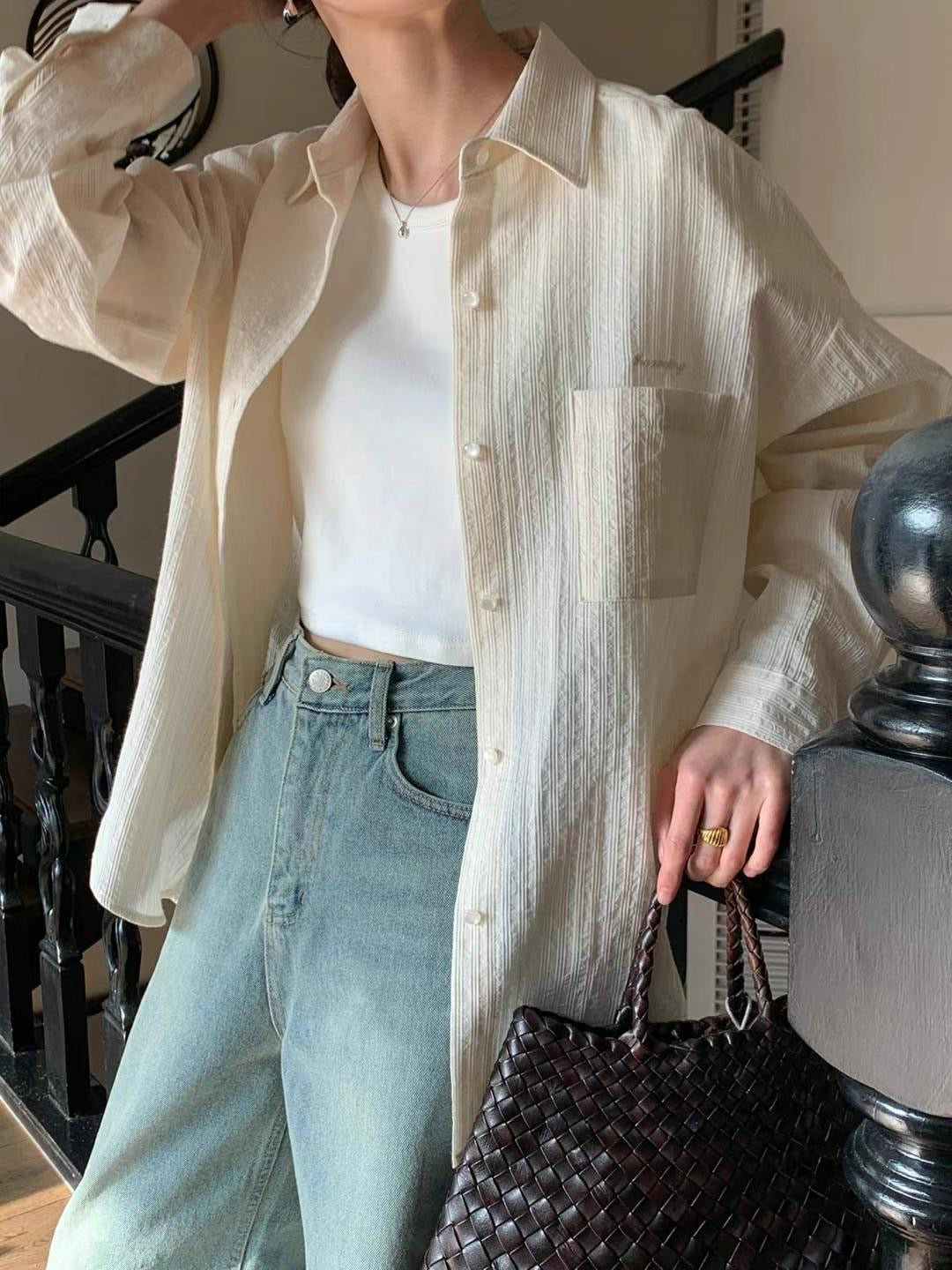凹凸條紋恤衫