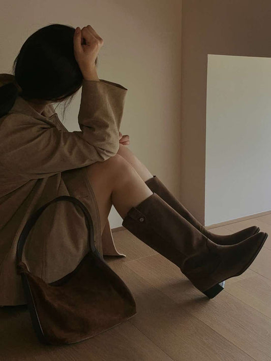 Antique Logo Western Suede Boots