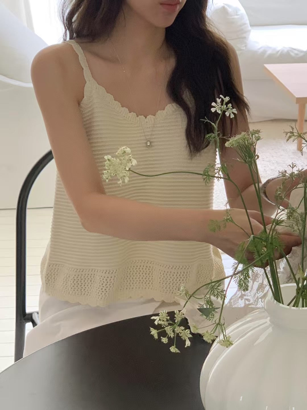 花邊針織背心