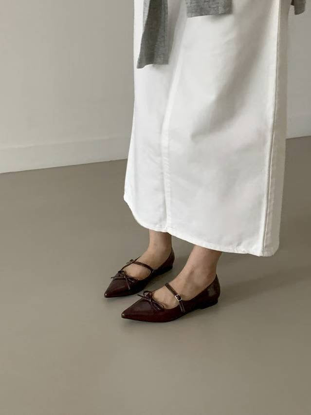 尖頭蝴蝶結平底鞋