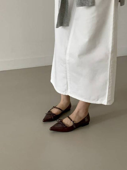 尖頭蝴蝶結平底鞋