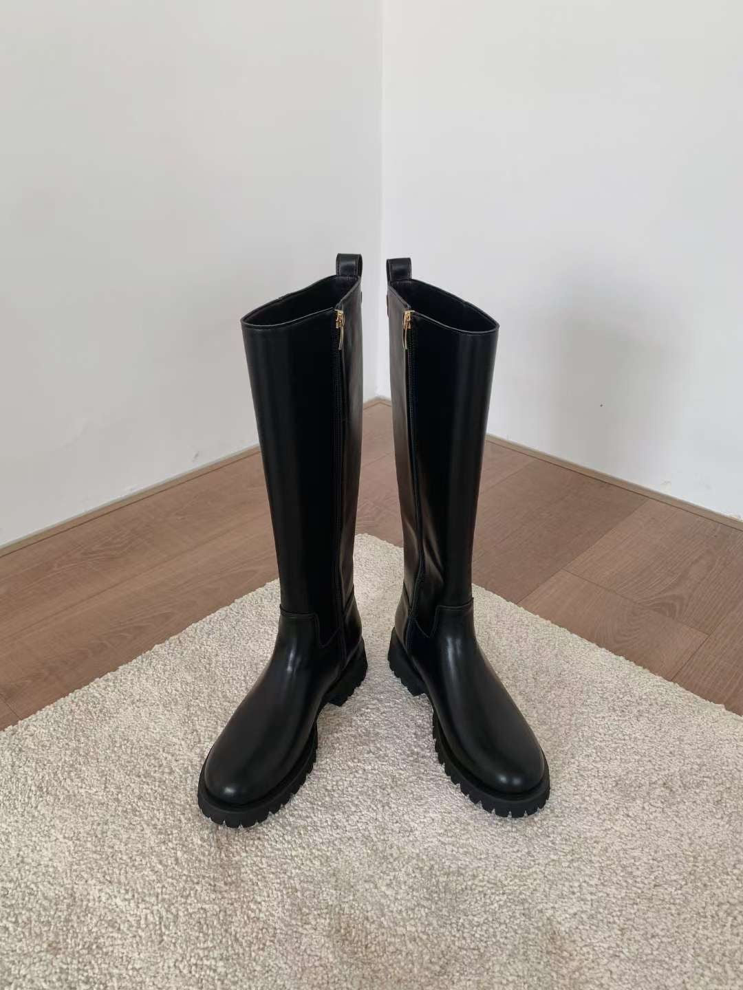 【真皮】後金扣長靴