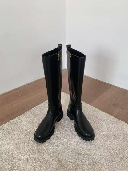 【真皮】後金扣長靴