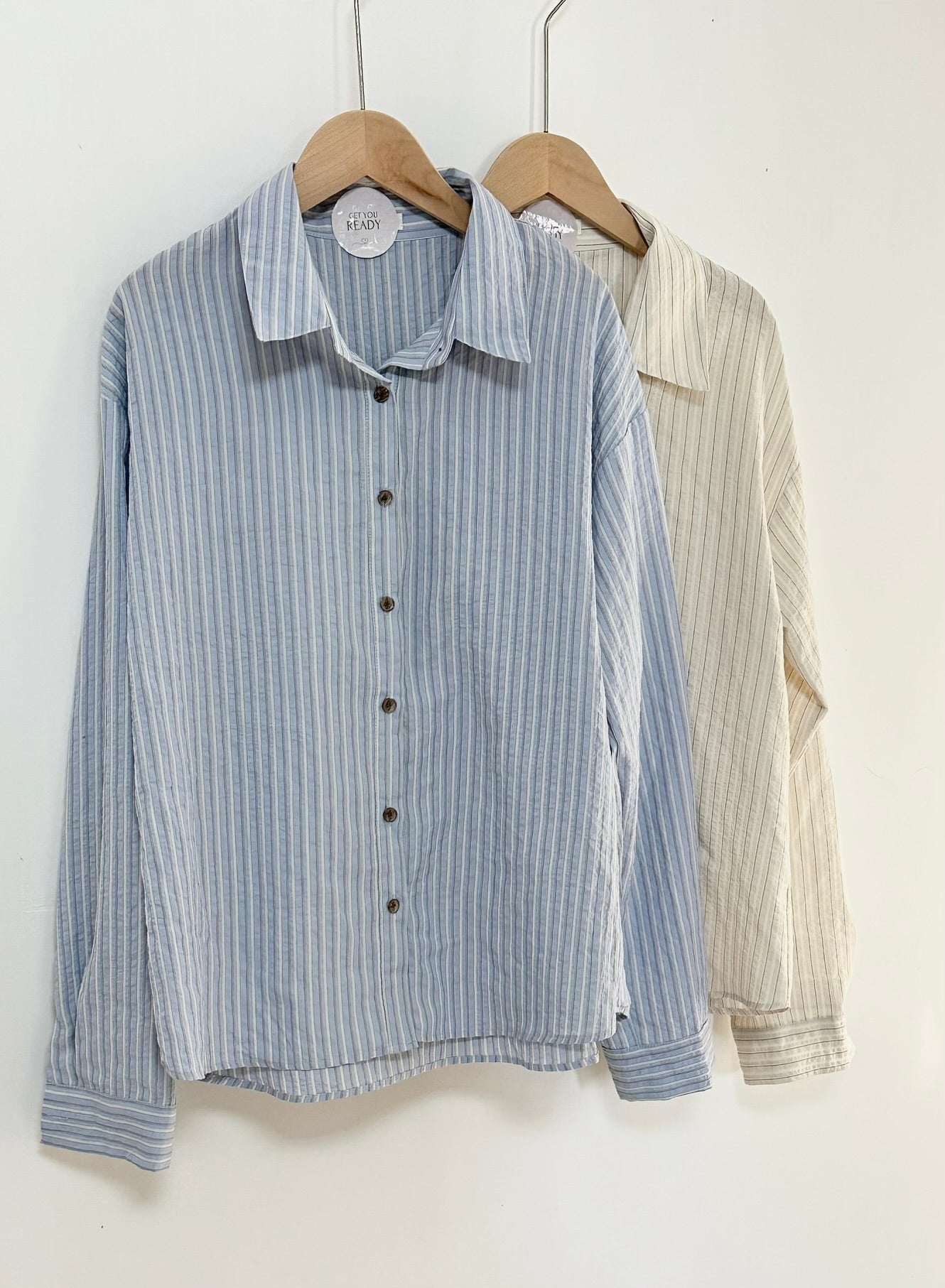 拼色鈕扣直紋恤衫