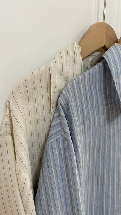 拼色鈕扣直紋恤衫