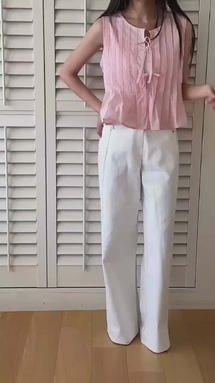 百褶蝴蝶結背心